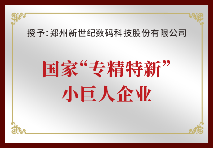 鄭州新世紀(jì)榮獲國(guó)家“專精特新”小巨人企業(yè)榮譽(yù)